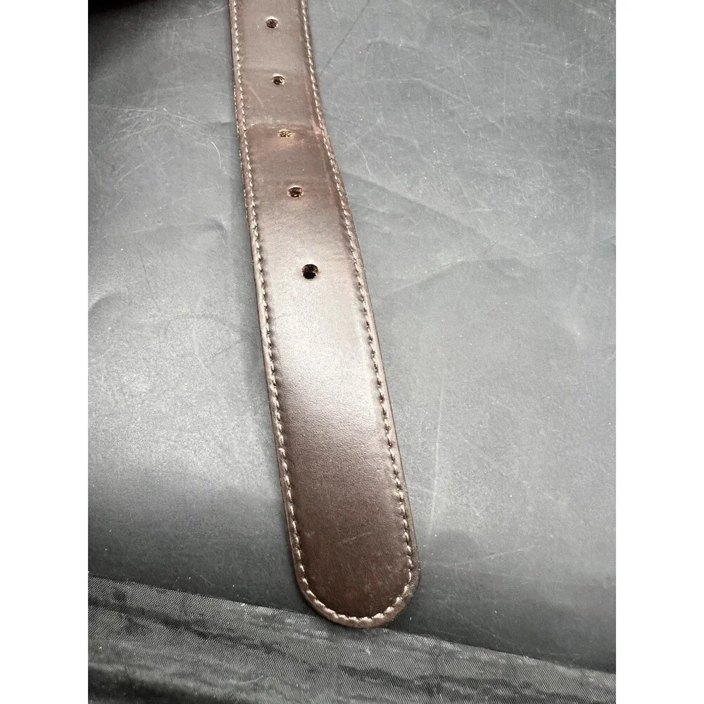 Savile Row Men’s Brown Leather Belt Brass Buckle Full Grain Cowhide 42”